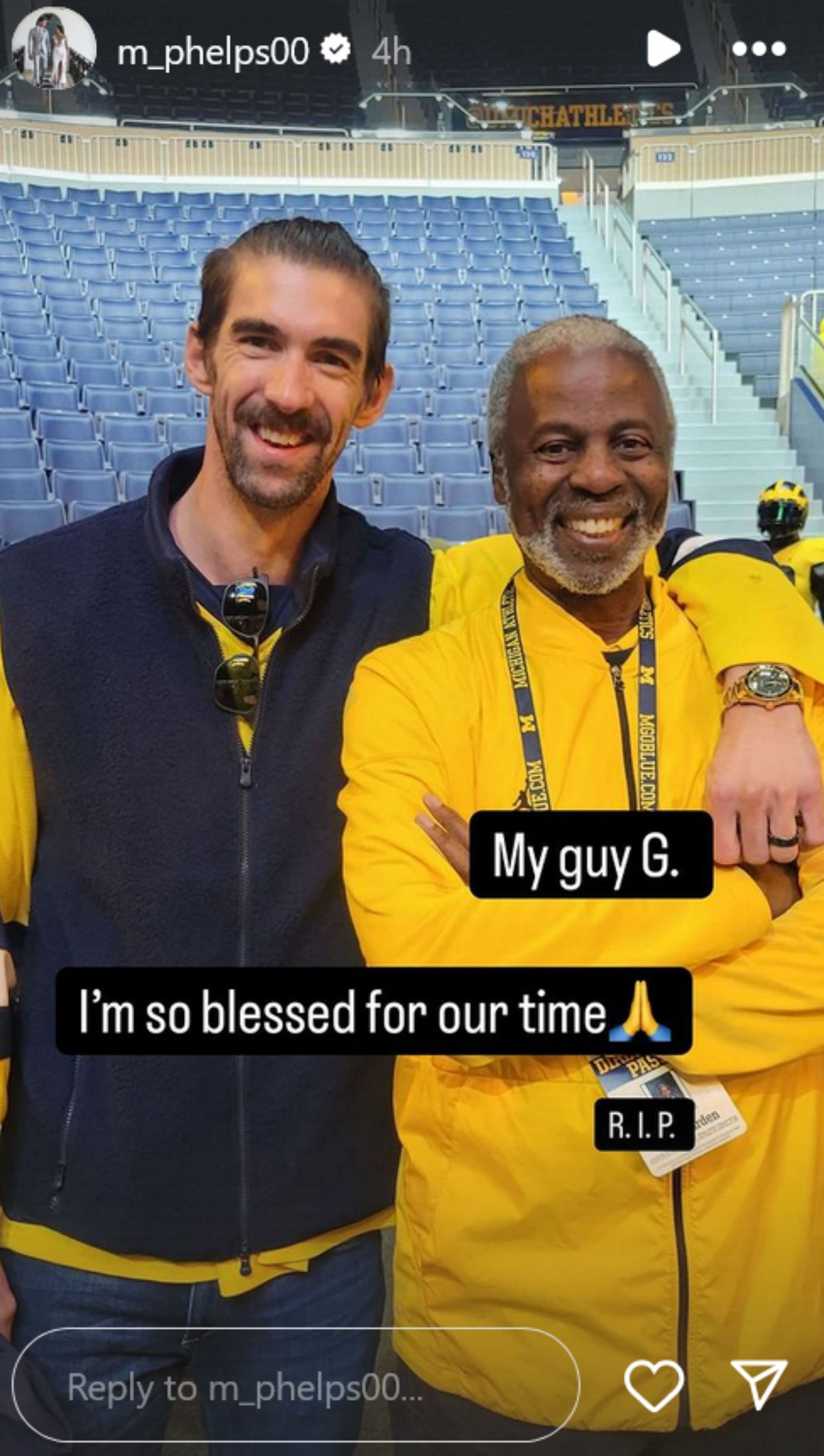 Screenshot of Michael Phelps&#039; Instagram story