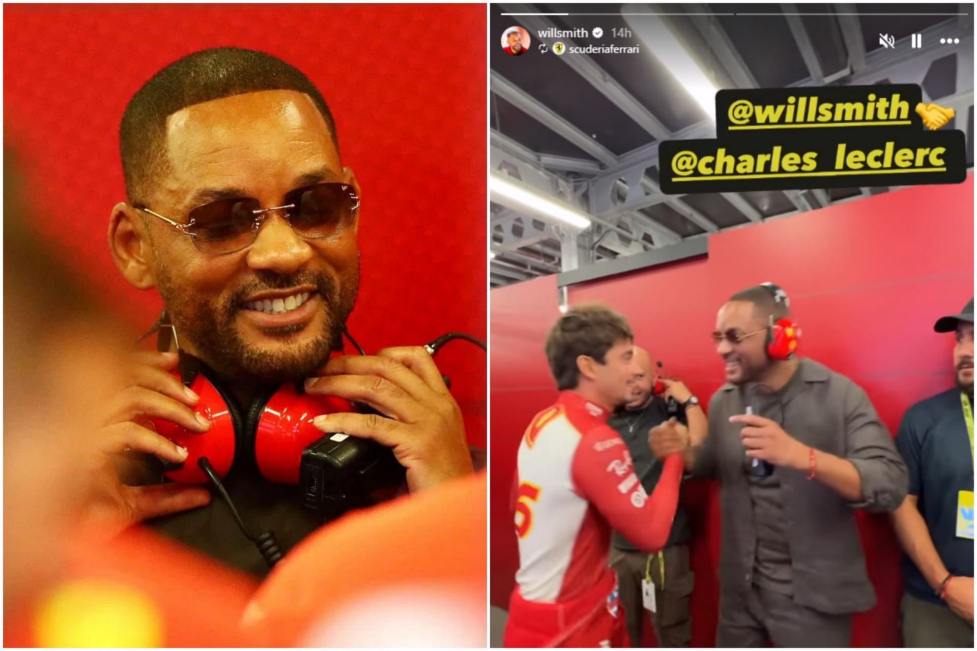 Will Smith meets Charles Leclerc at the 2024 F1 Azerbaijan Grand Prix (Image via Getty || Instagram/willsmith)