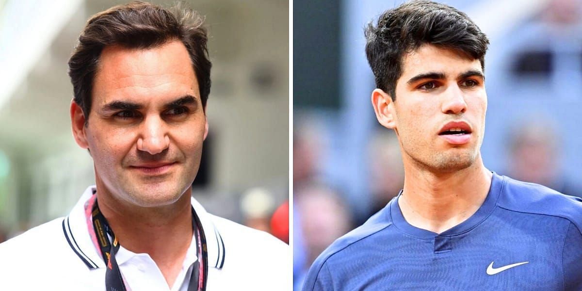 Roger Federer (L) &amp; Carlos Alcaraz (R) (Image source: GETTY)