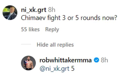 Robert Whittaker's response to the fan