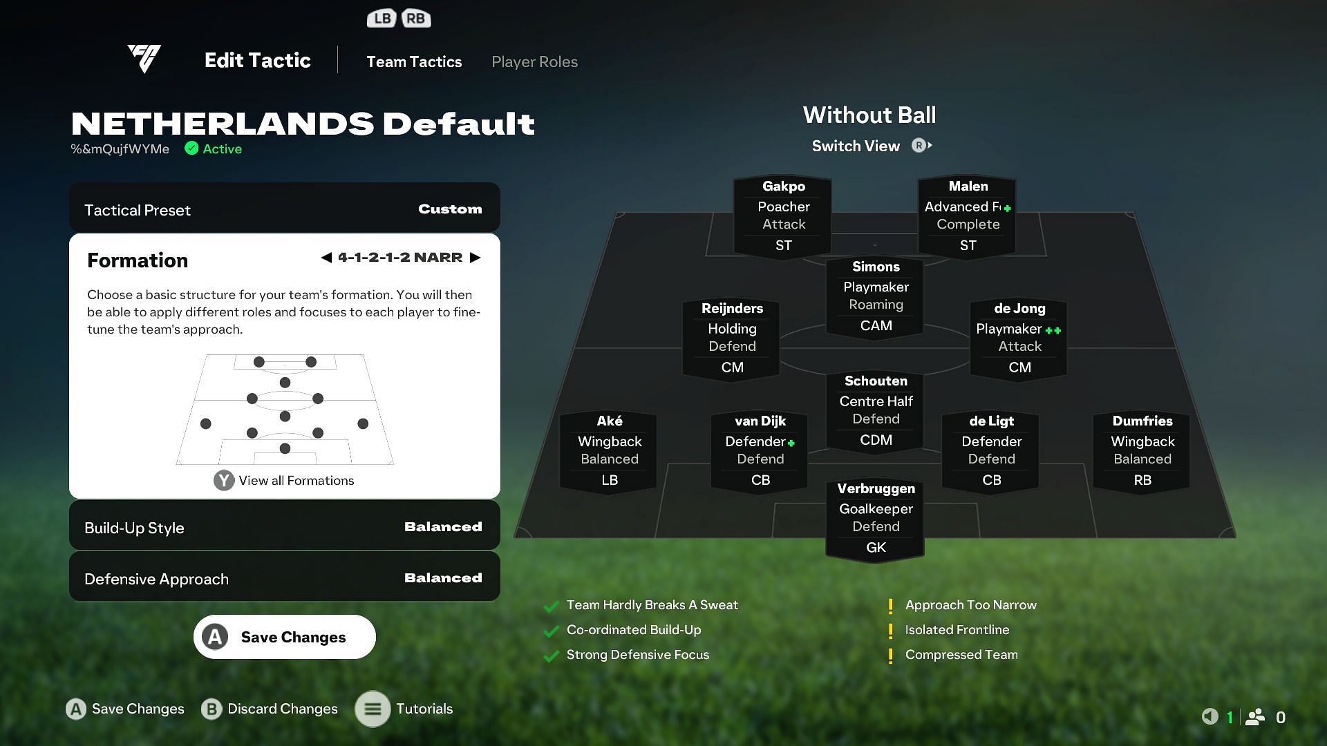 Netherlands&#039; best custom tactics (Image via EA Sports)