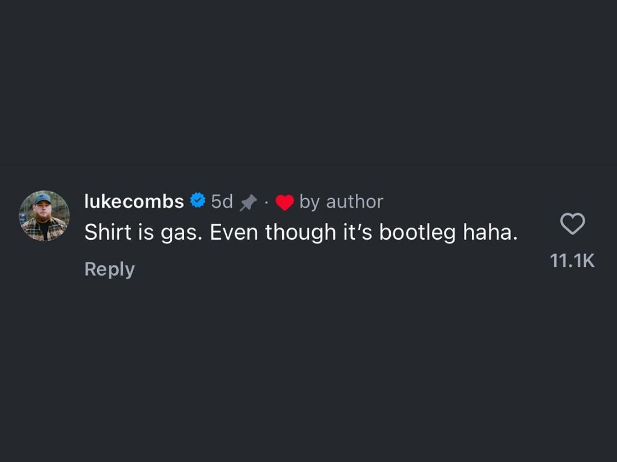 Luke Combs&rsquo; comment on Post&rsquo;s Tee shirt (Image via Instagram/@postmalone)