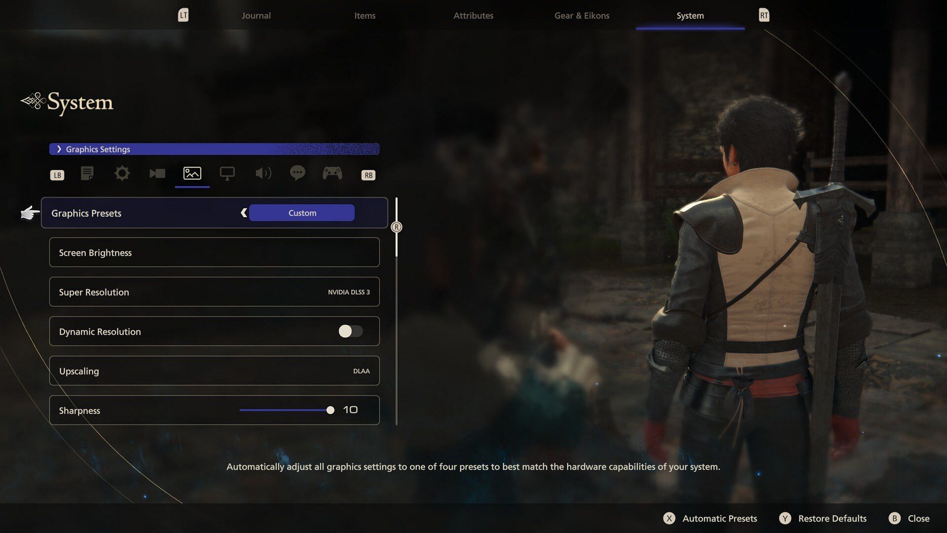 In-game graphics settings (Image via Square Enix)