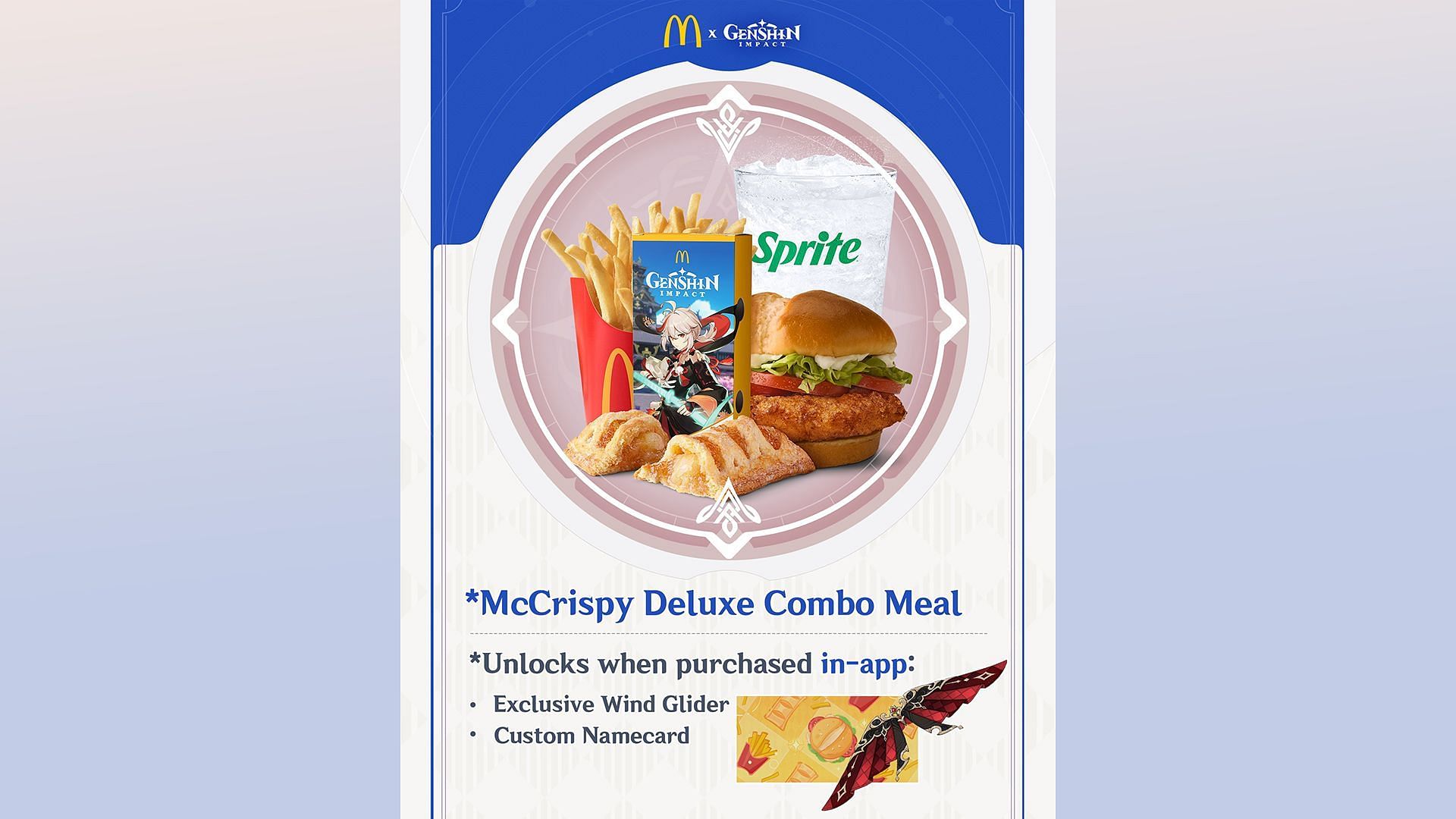 Genshin Impact x McDonald&#039;s McCrispy Deluxe Combo Meal (Image via McDonald&#039;s)