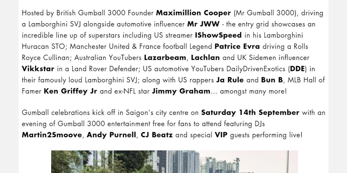 Here are some of the notable names featured in the upcoming event (Image via gumball3000.com)