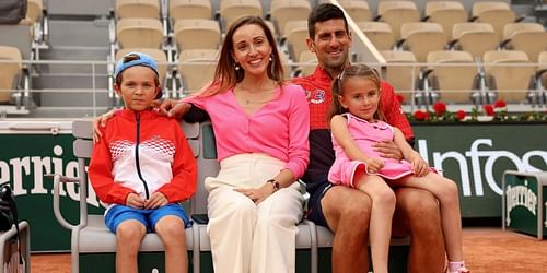 Novak Djokovic with his wife Jelena and their children (Source: Getty)