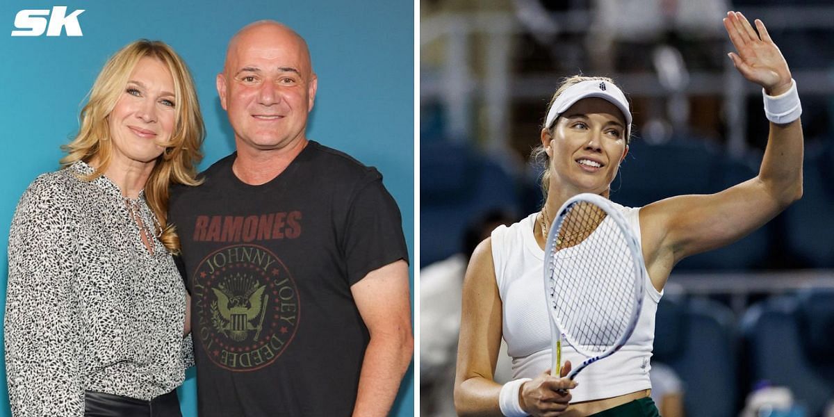 Steffi Graf and Andre Agassi (L), Danielle Collins (R) (Source: Getty Images)