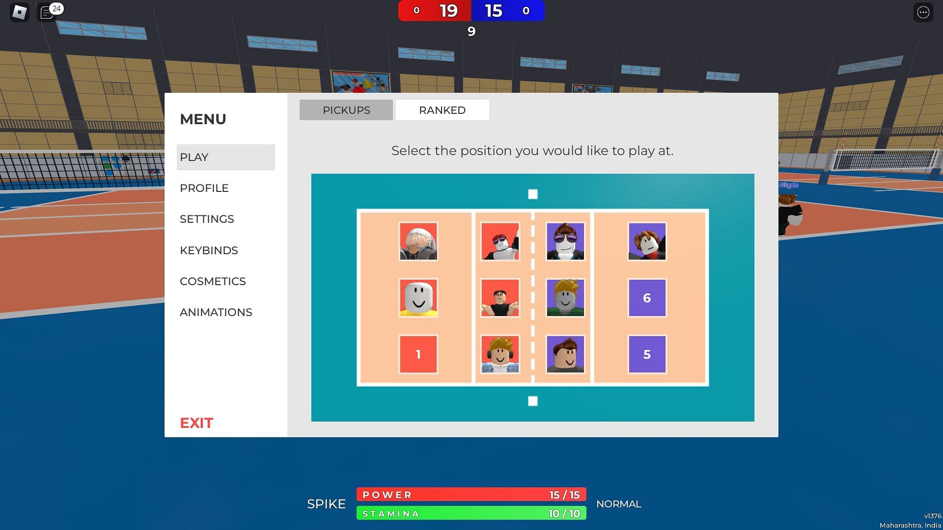 Picking a position in a match (Image via Roblox)