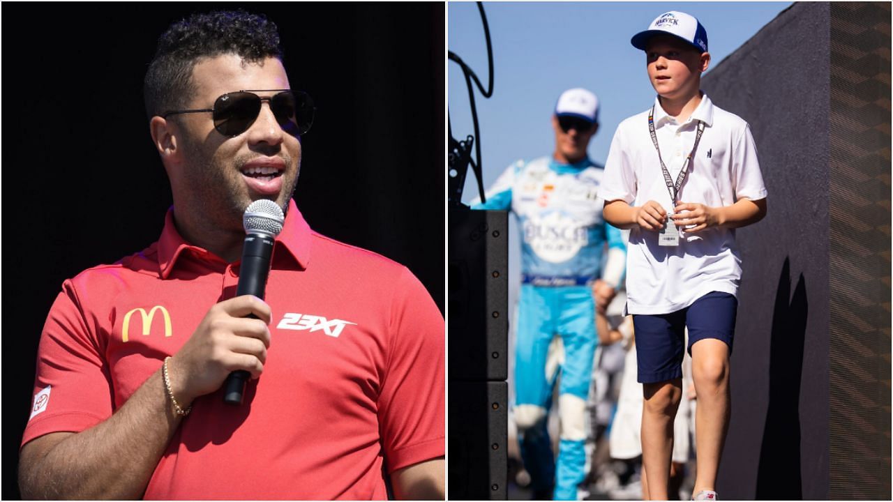 23XI Racing driver Bubba Wallace and Keelan Harvick, son of Kevin Harvick. ( Image via Getty and Imagn )