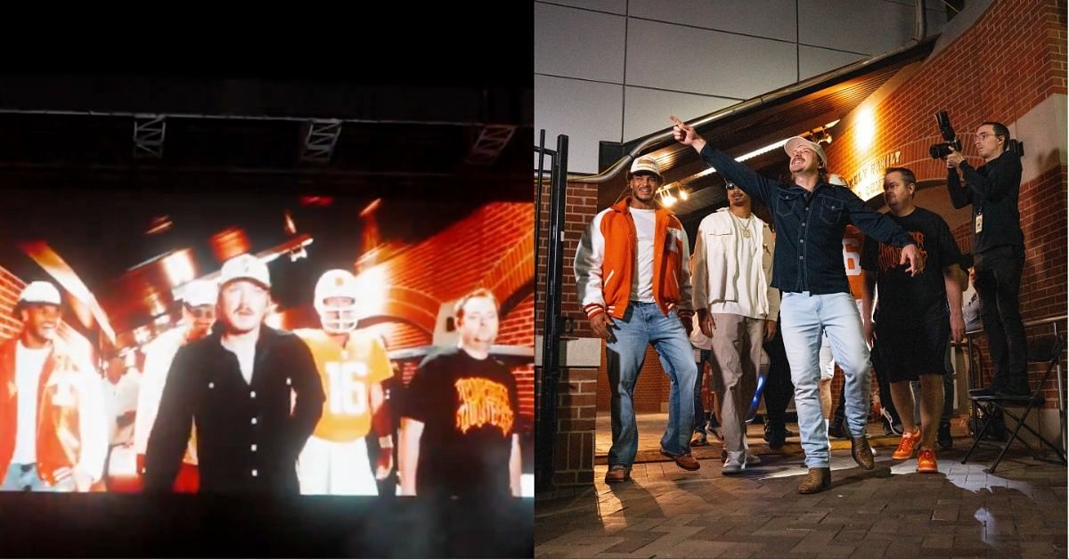 Peyton Manning dons Tennessee uniform after 26 years to lead the pack at Neyland Stadium for Morgan Wallen concert