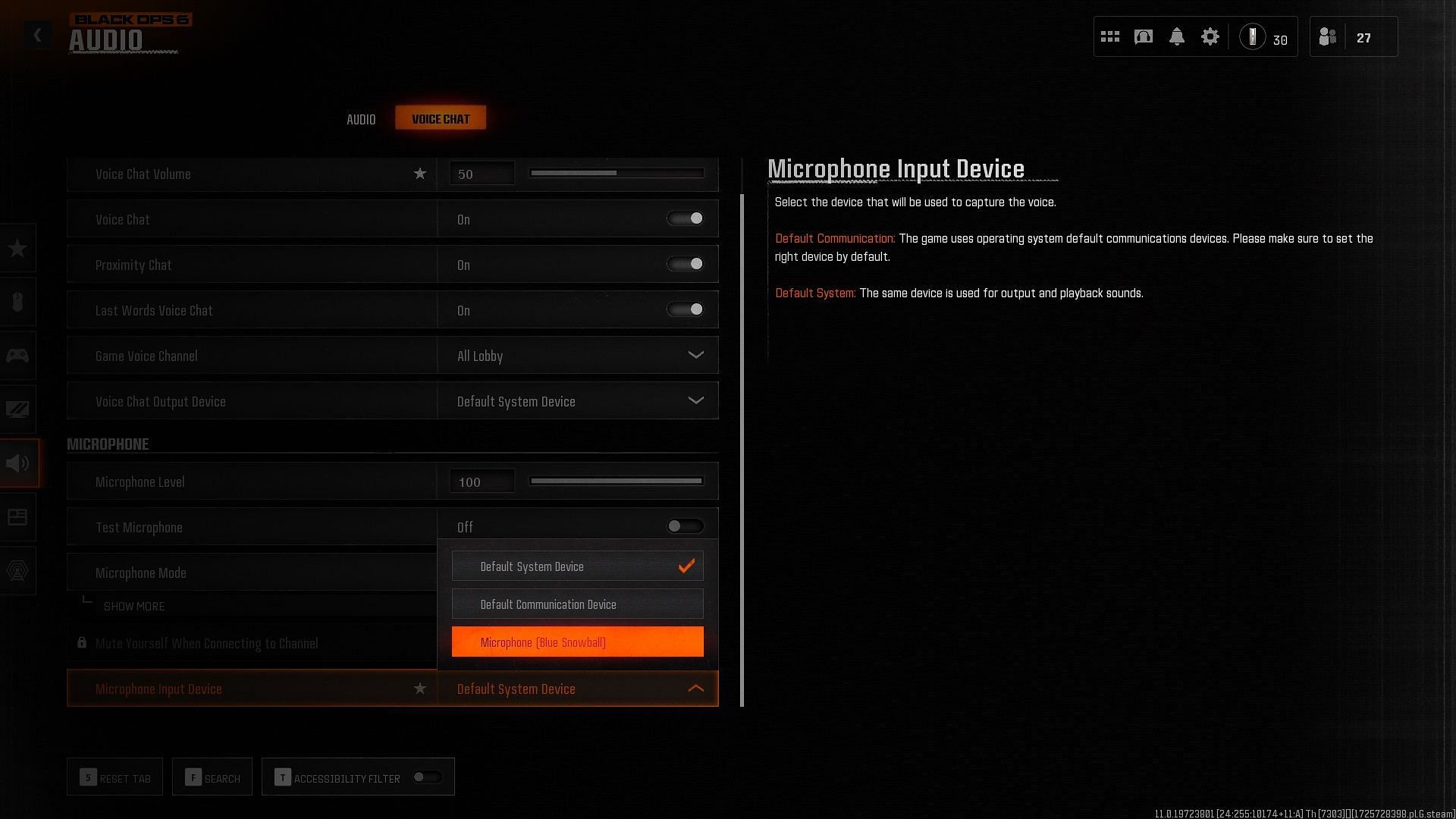 Configuring the Voice Chat settings correctly (Image via Activision)