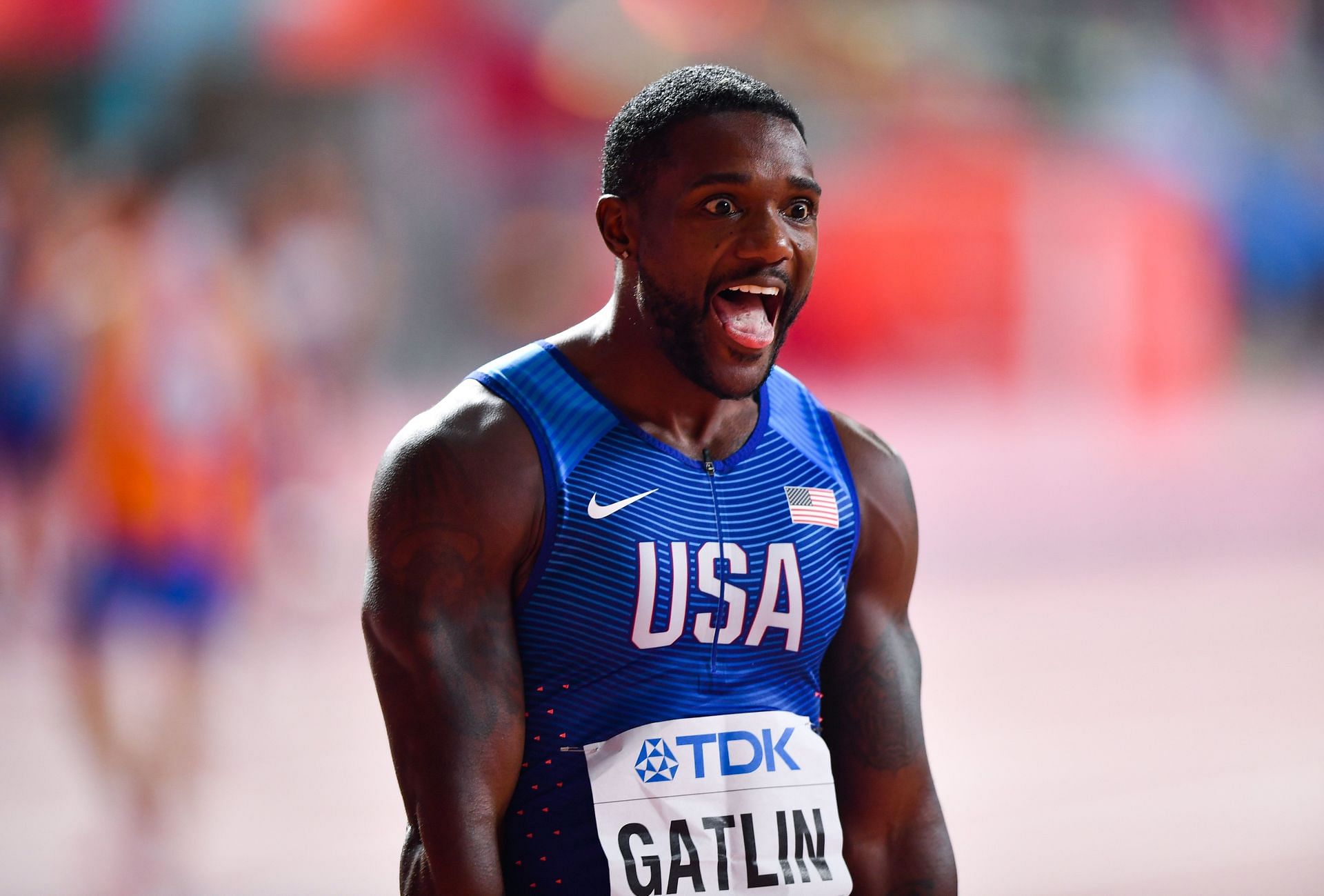 Justin Gatlin at the 2019 IAAF World Championships in Doha (Image via: Getty)