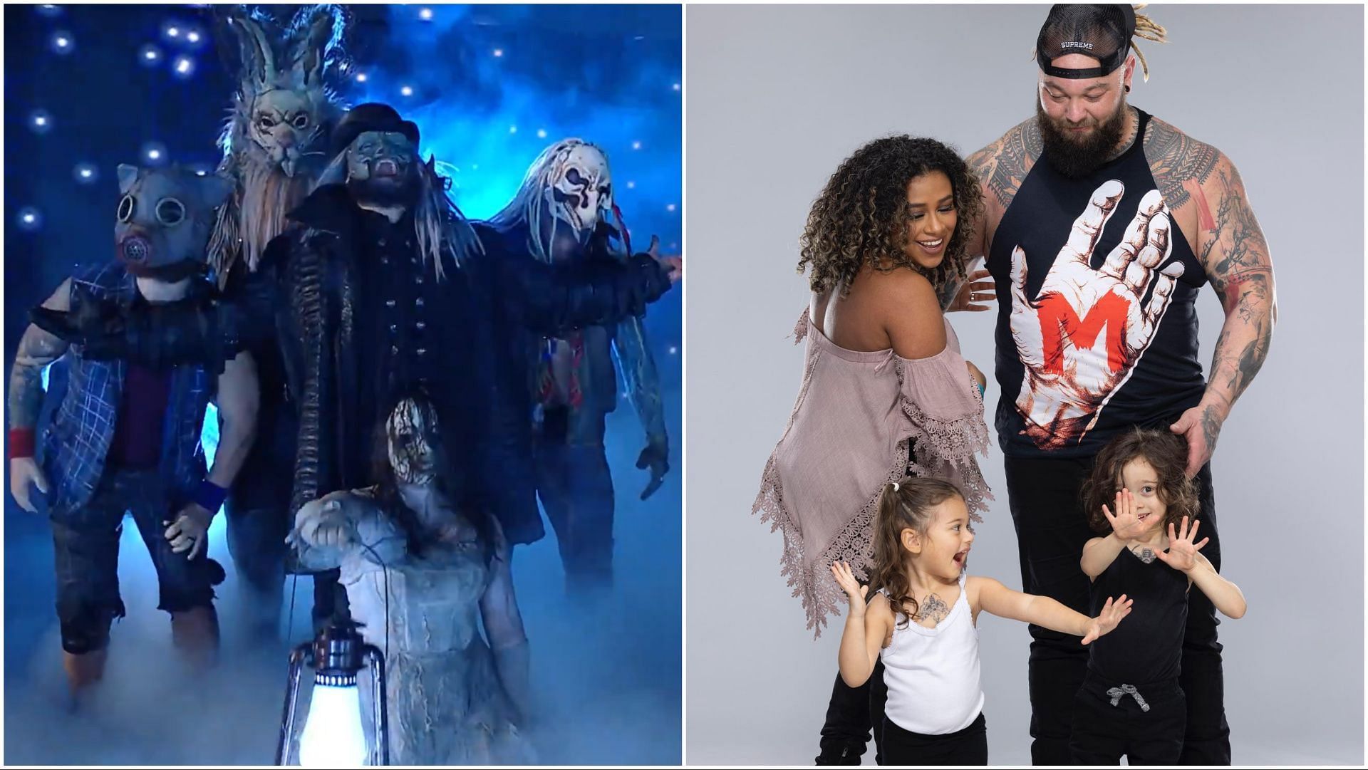 The Wyatt Sicks on WWE RAW, Bray Wyatt and JoJo Offerman with kids backstage