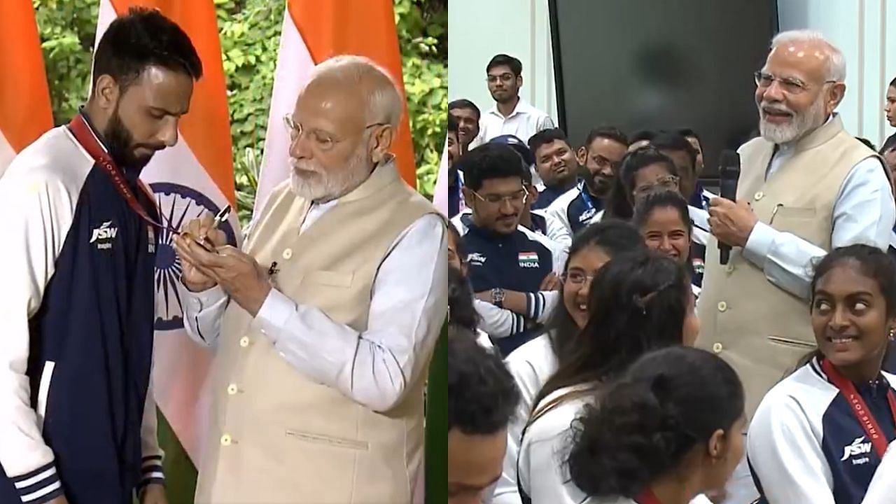 pm narendra modi meets paris paralympic indian contingent at his delhi residence