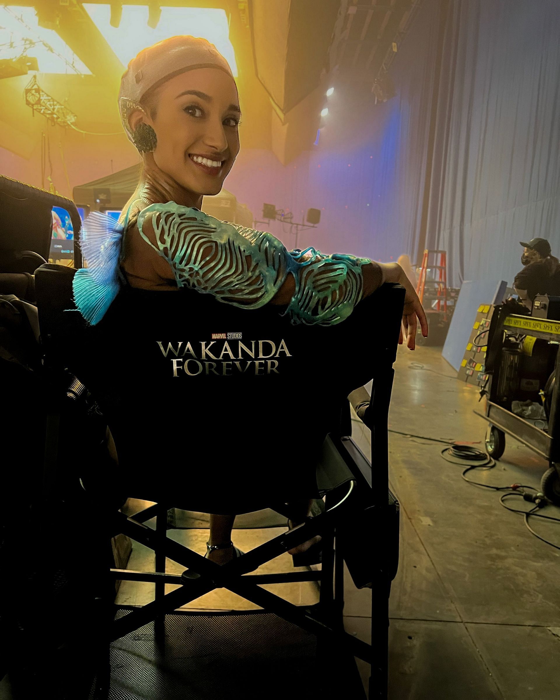 Jewelianna on the sets of Black Panther: Wakanda Forever (Image via Karate Jewels/ Instagram)