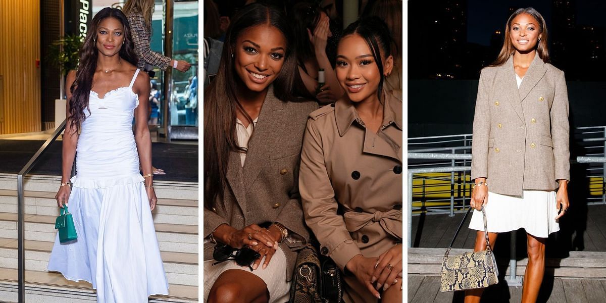 Gabby Thomas for Carolina Herrera show (Left), for Tommy Hilfiger show (Middle and Right) PHOTO: All from Instagram/ @gabbythomas