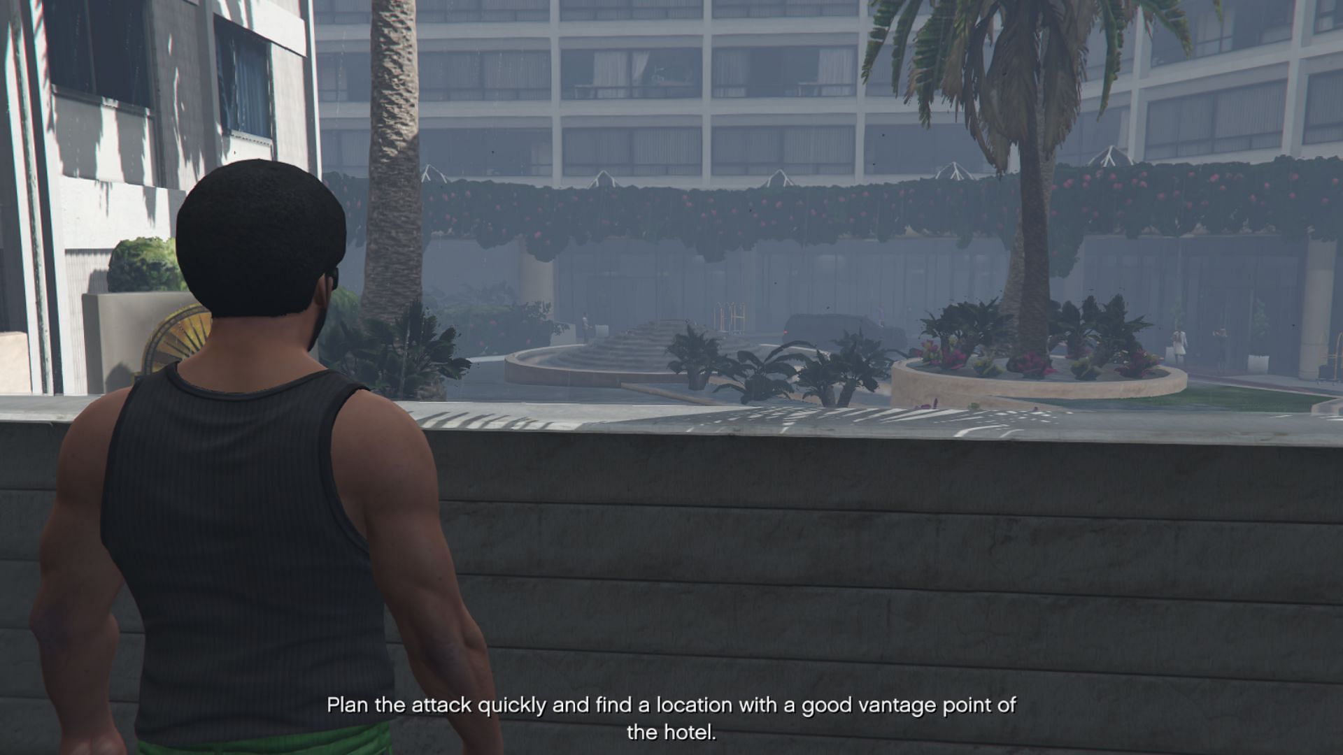 A screenshot from The Hotel Assassination mission in Grand Theft Auto 5 (Image via Rockstar Games)