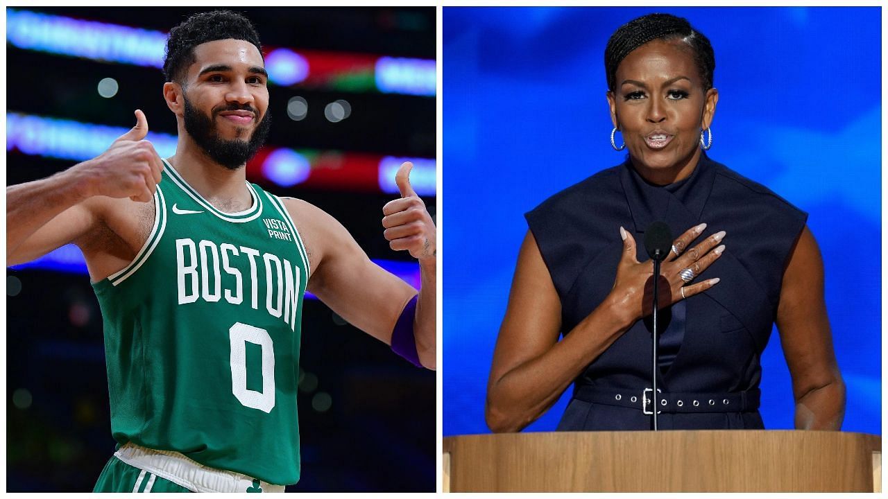 NBA fans react as Jayson Tatum joins Michelle Obama as co-chair of important organization to mobilize voters. (Photos: IMAGN)