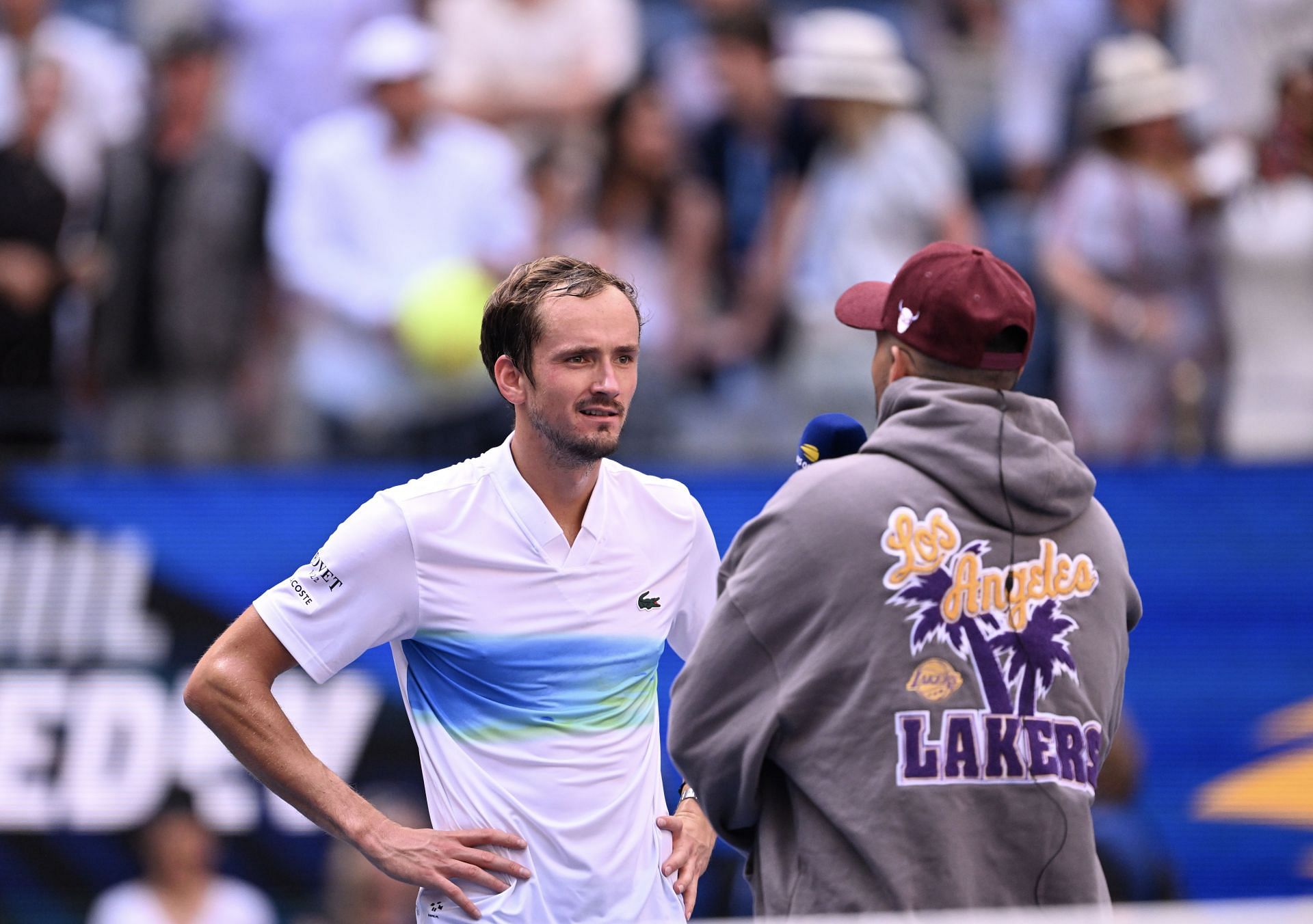 Daniil Medvedev's classic Lacoste Polo at the 2024 US Open.