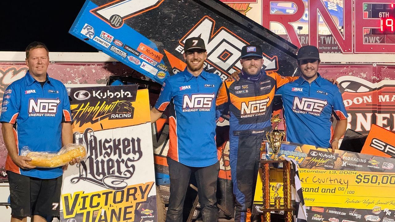 NASCAR Sprint car driver Tyler Courtney wins at Lernerville Speedway (Source: X/@HighLimitRacing)