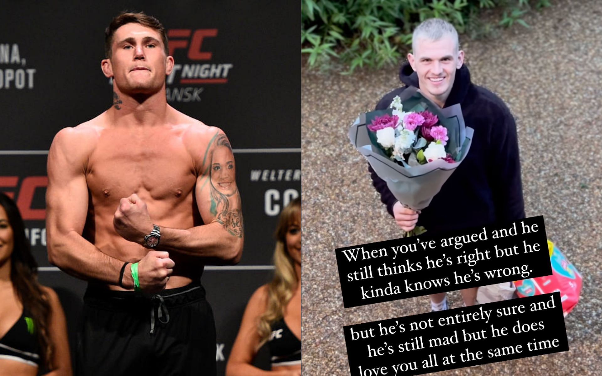 Darren Till (left) reacts to Layla Machado