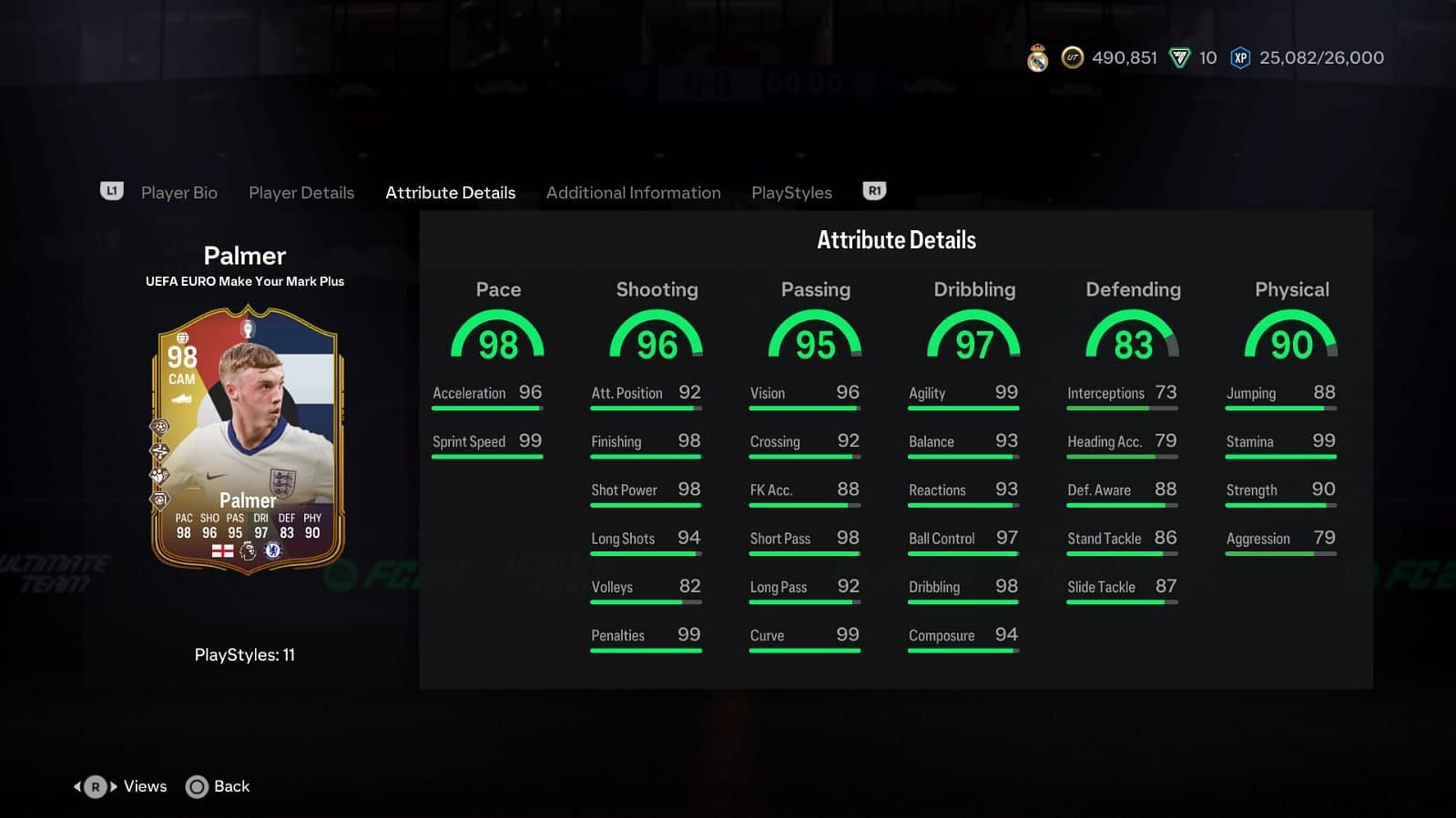 Palmer has amazing stats (Image via EA Sports)