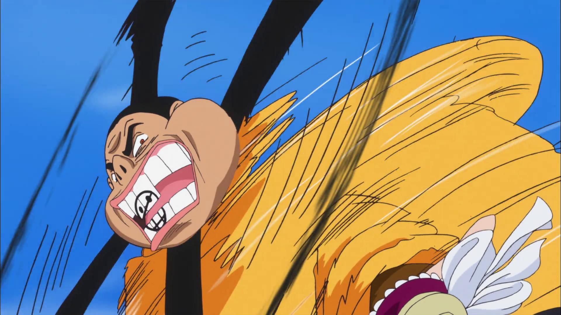 Buffalo using the Spin-Spin Fruit in One Piece (Image via Toei Animation)