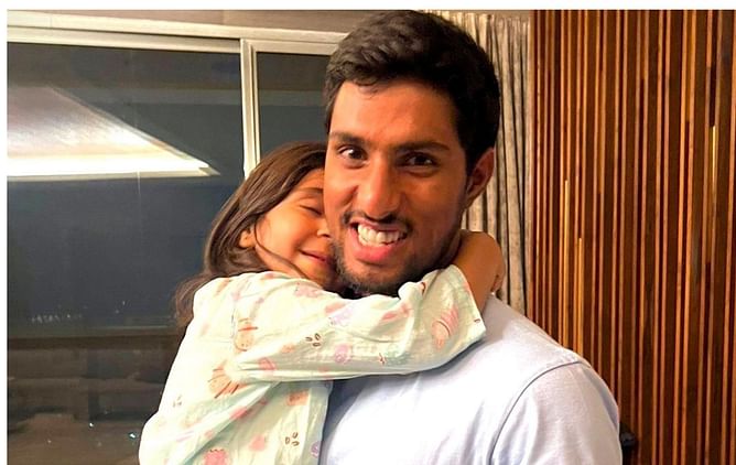 [Watch] "Who's a bigger kid" - Tilak Varma takes a slide with Rohit Sharma's daughter Samaira
