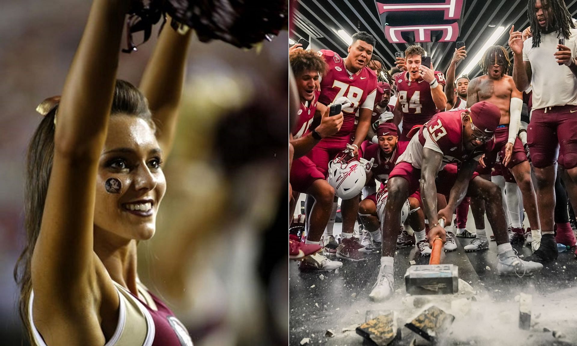 Florida State cheerleaders melt hearts as they pose with family members. (Image credits: Imagn and FSU