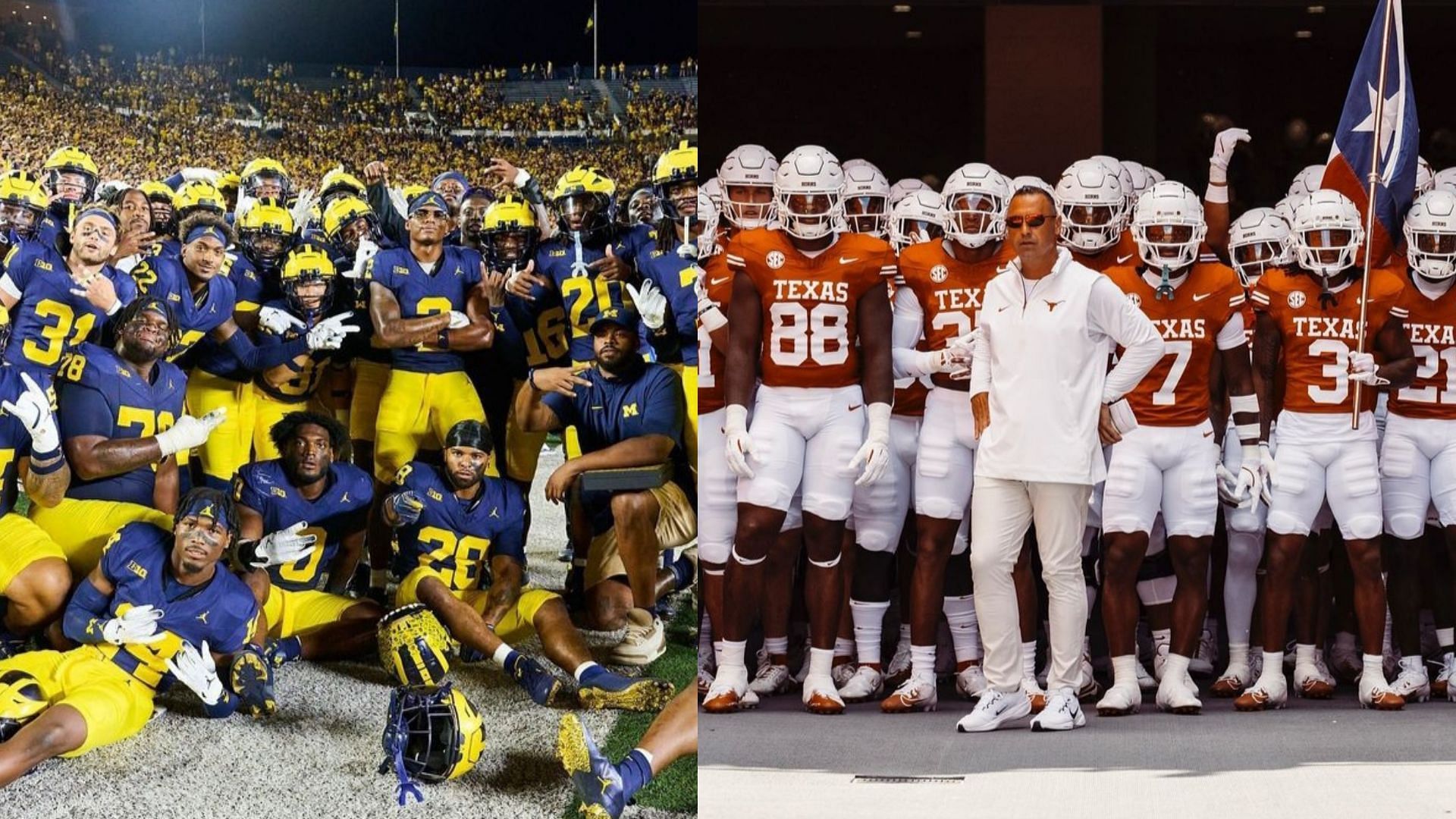 The Michigan and Texas teams (Michigan and Texas