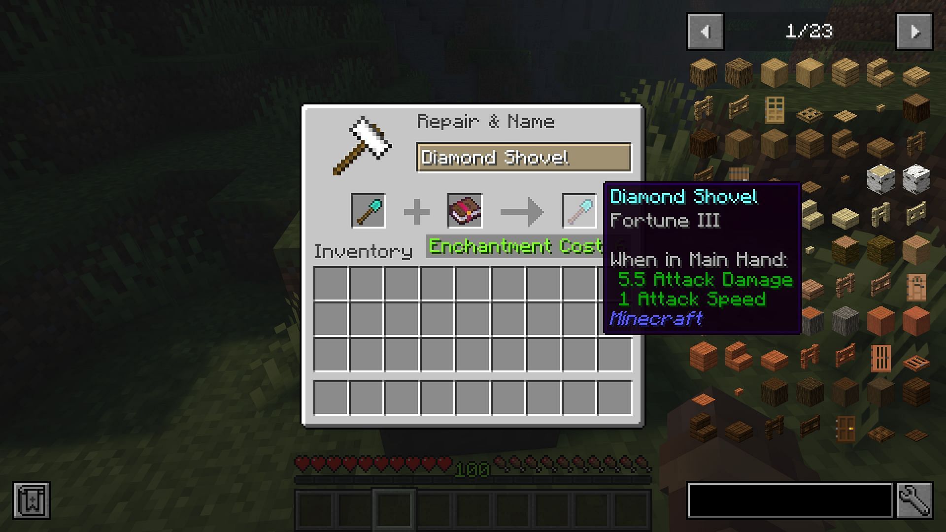 Use an anvil to combine tools with enchanted books (Image via Mojang)