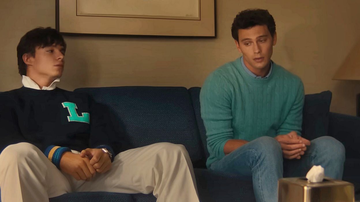 A re-enactment of a therapy session with the Menendez brothers in Monsters: The Lyle and Erik Menendez Story (via Netflix / YouTube)