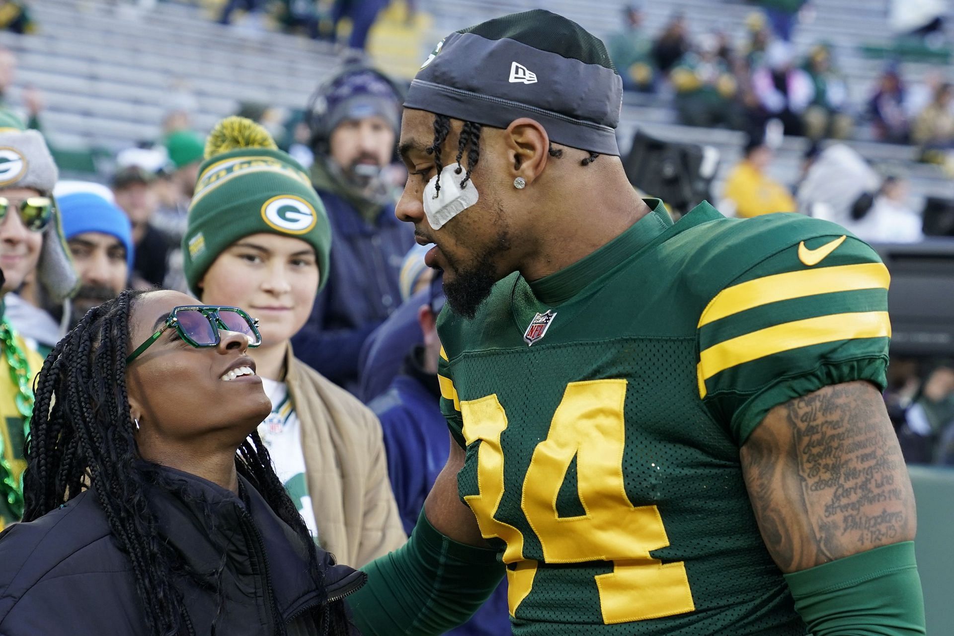 Los Angeles Chargers v Green Bay Packers - Simone Biles with husband Jonathan Owens (Source: Getty)