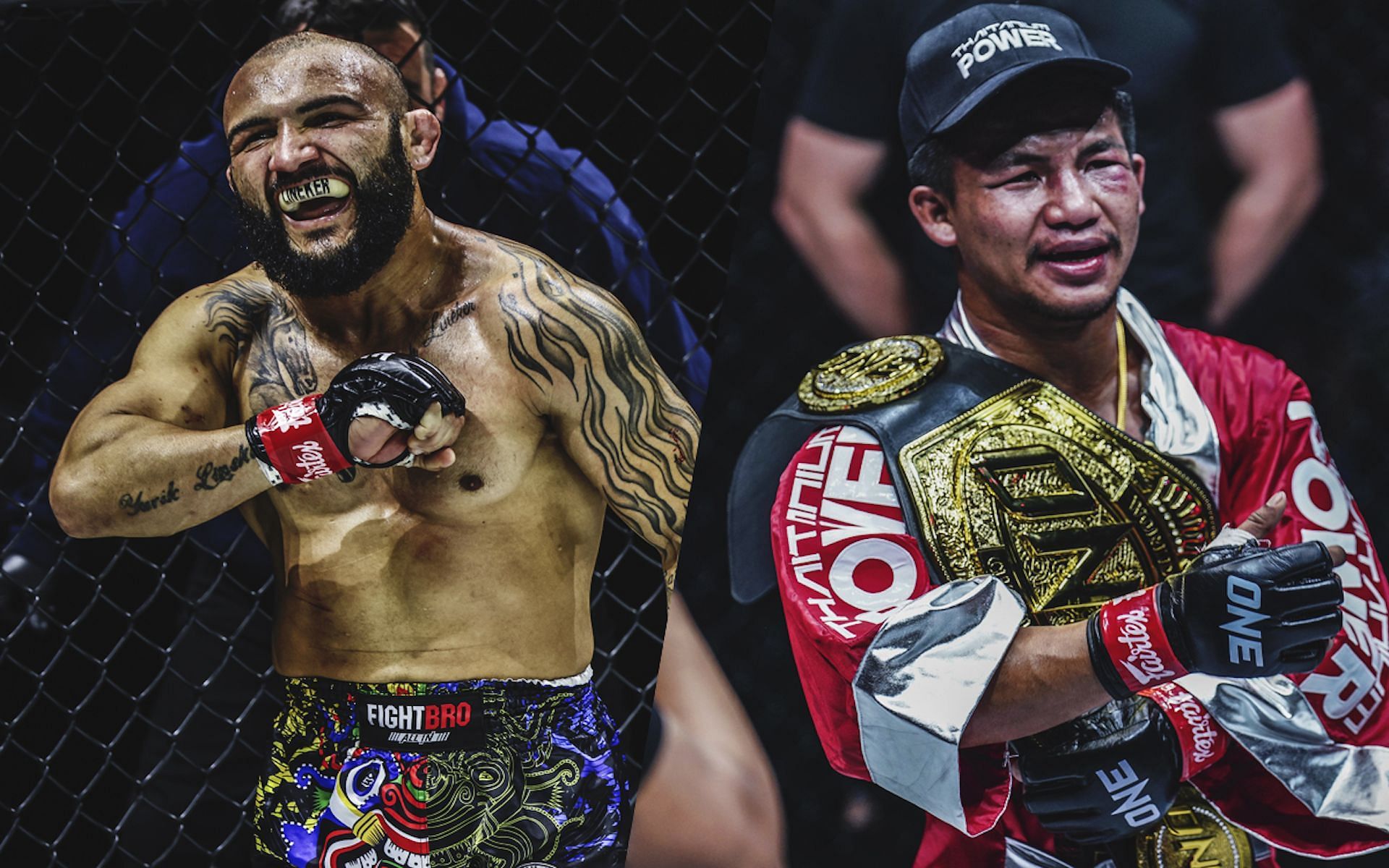 Brazilian MMA star John Lineker (left) wants to face another striking legend in Rodtang Jitmuangnon (right).