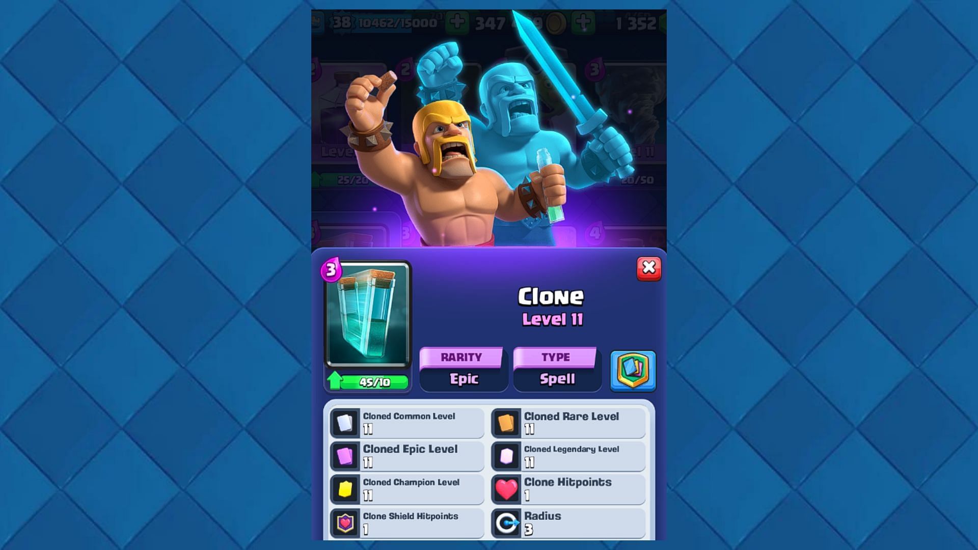 Clone Spell Card in Clash Royale (Image via Supercell)