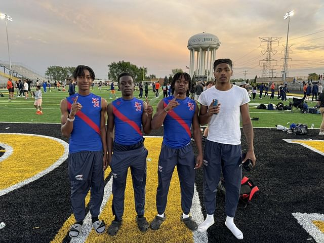 Terrence Smith [first from right] has signed with the Iowa Hawkeyes [Image: West Aurora Boys Track &amp; Field on X]