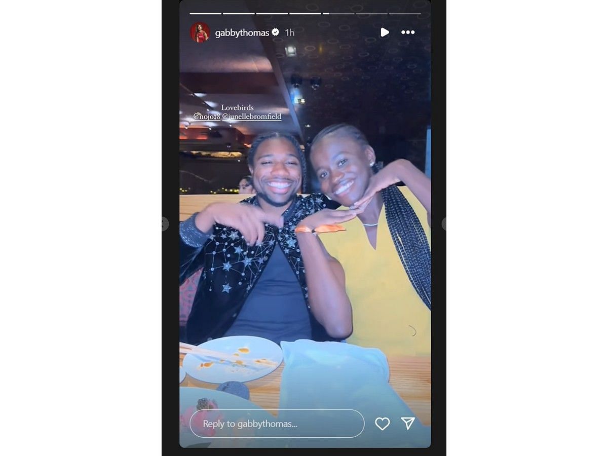 Noah Lyles and Junnel Bromfield- Gabby Thoma&#039;s story - Instagram