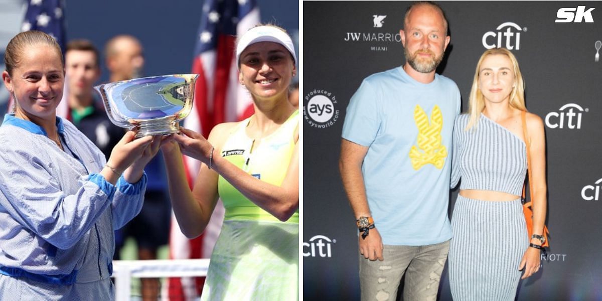 Jelena Ostapenko, Lyudmyla Kichenok, and Stanislav Khmarskyi (Source: left X/@wta, right Instagram/@s_khmarskiy)