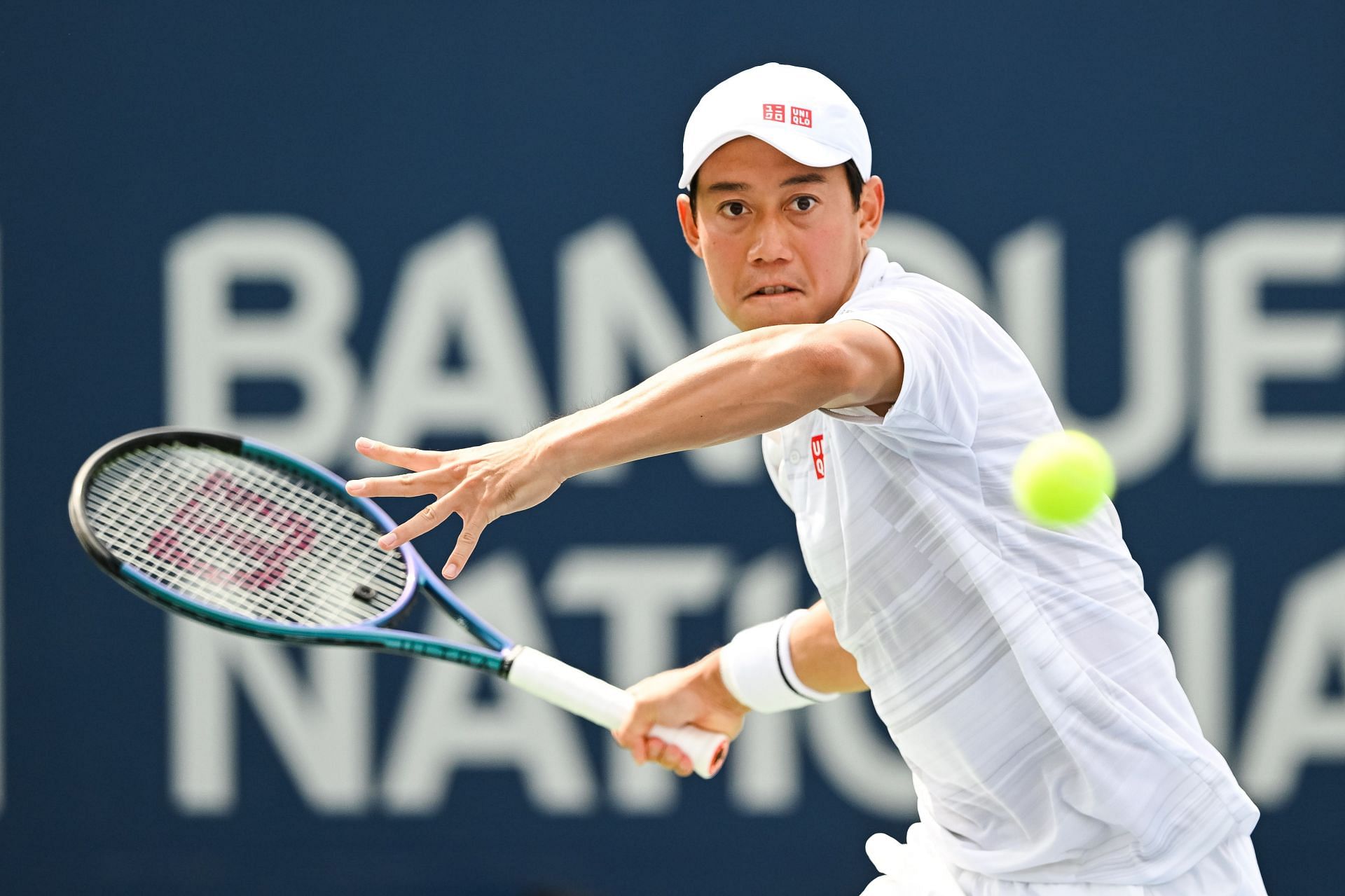 Nishikori unleashes a forehand in the National Bank Open - Source: Getty