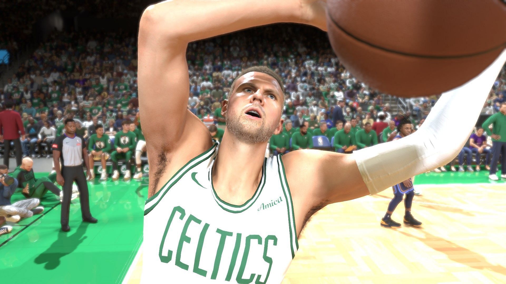 Porzingis attempts a shot (Image via 2K Games)