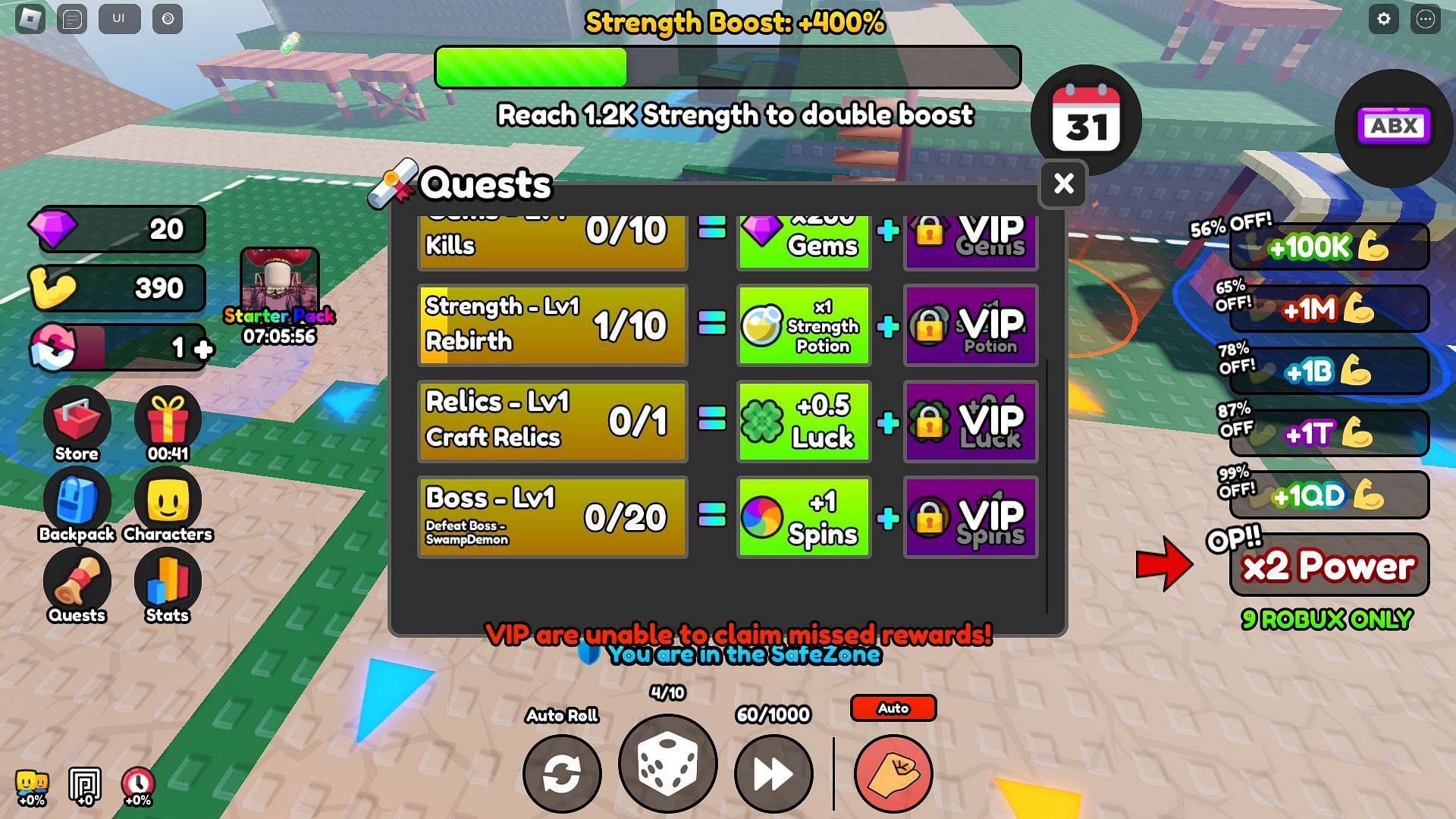 The in-game Quests menu (Image via Roblox)