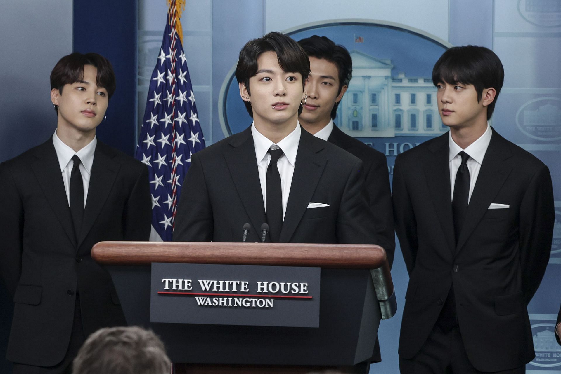 K-Pop Group BTS Joins White House Press Secretary Jean-Pierre At Daily Briefing - Source: Getty