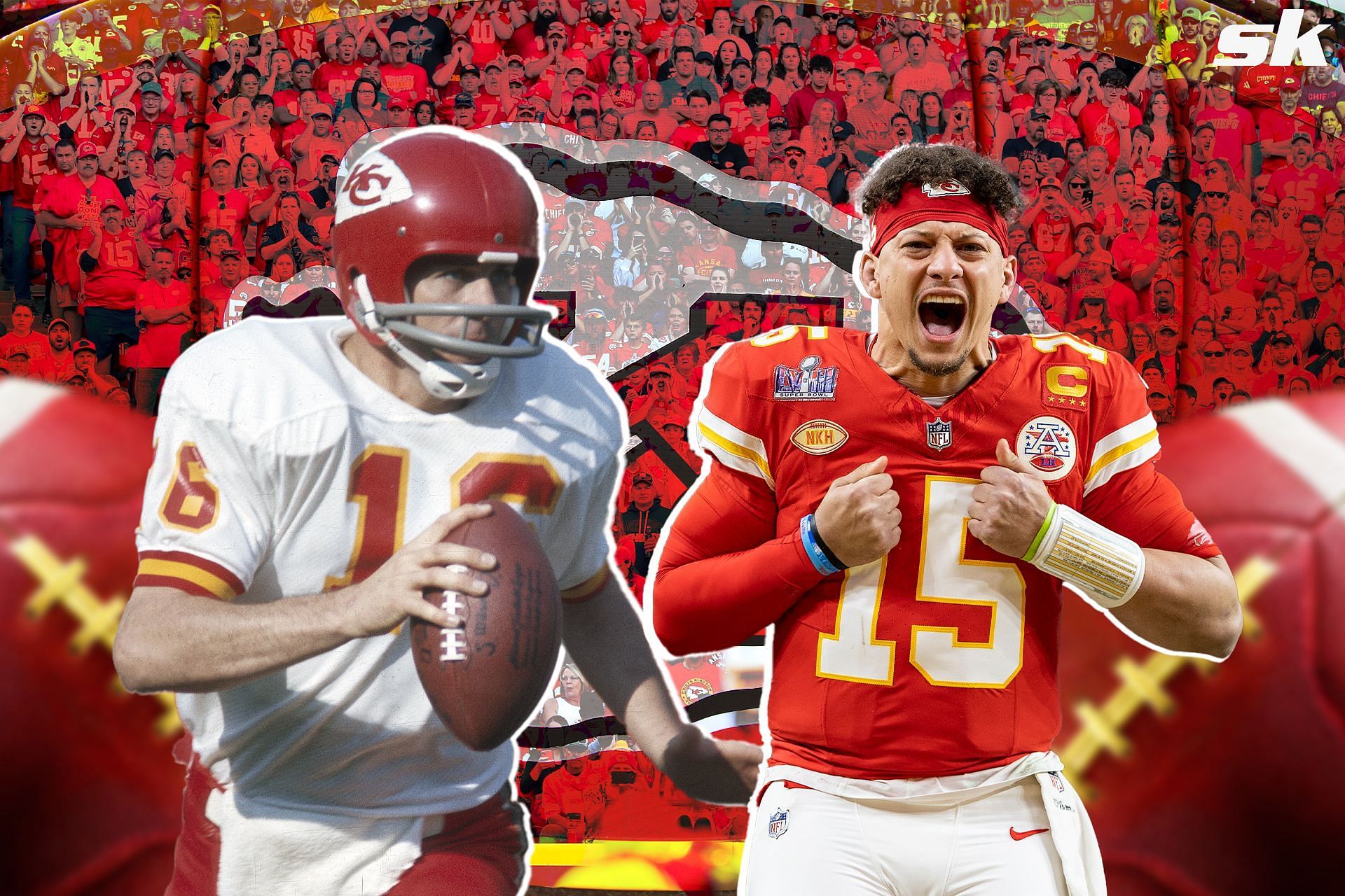 Len Dawson, left, Patrick Mahomes, right 