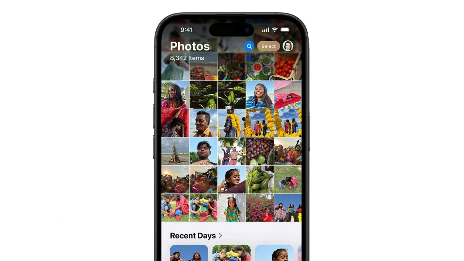 The new user interface of the Photos app (Image via Apple)