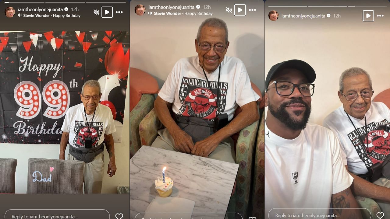 Juanita and Marcus celebrate grandfather's 99th birthday. (Credits: @iamtheonlyonejuanita/Instagram)