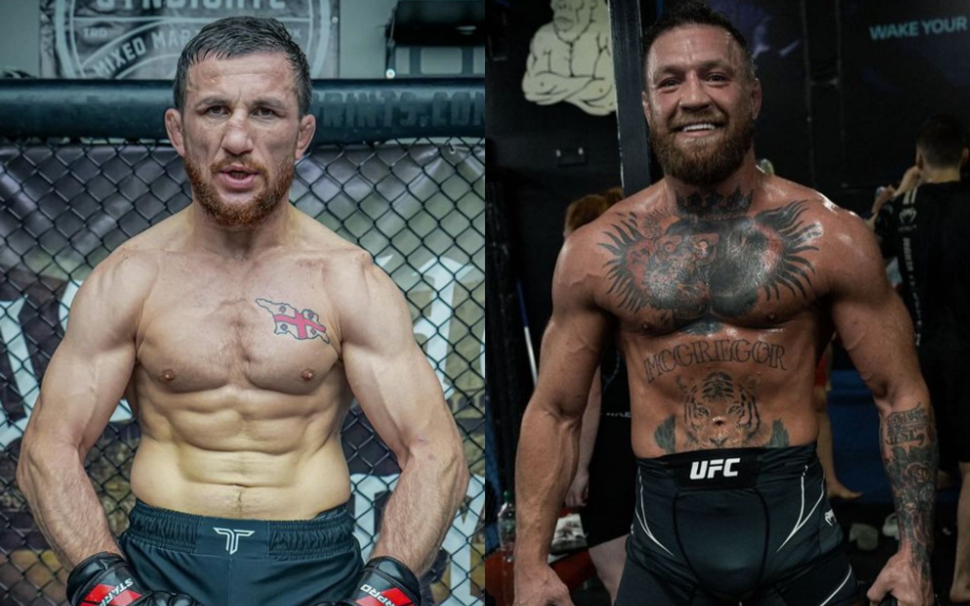 Merab Dvalishvili (left) was mistaken as Conor McGregor (right) in Spain. [Image credit: @merab.dvalishvili and @thenotoriousmma on Instagram]