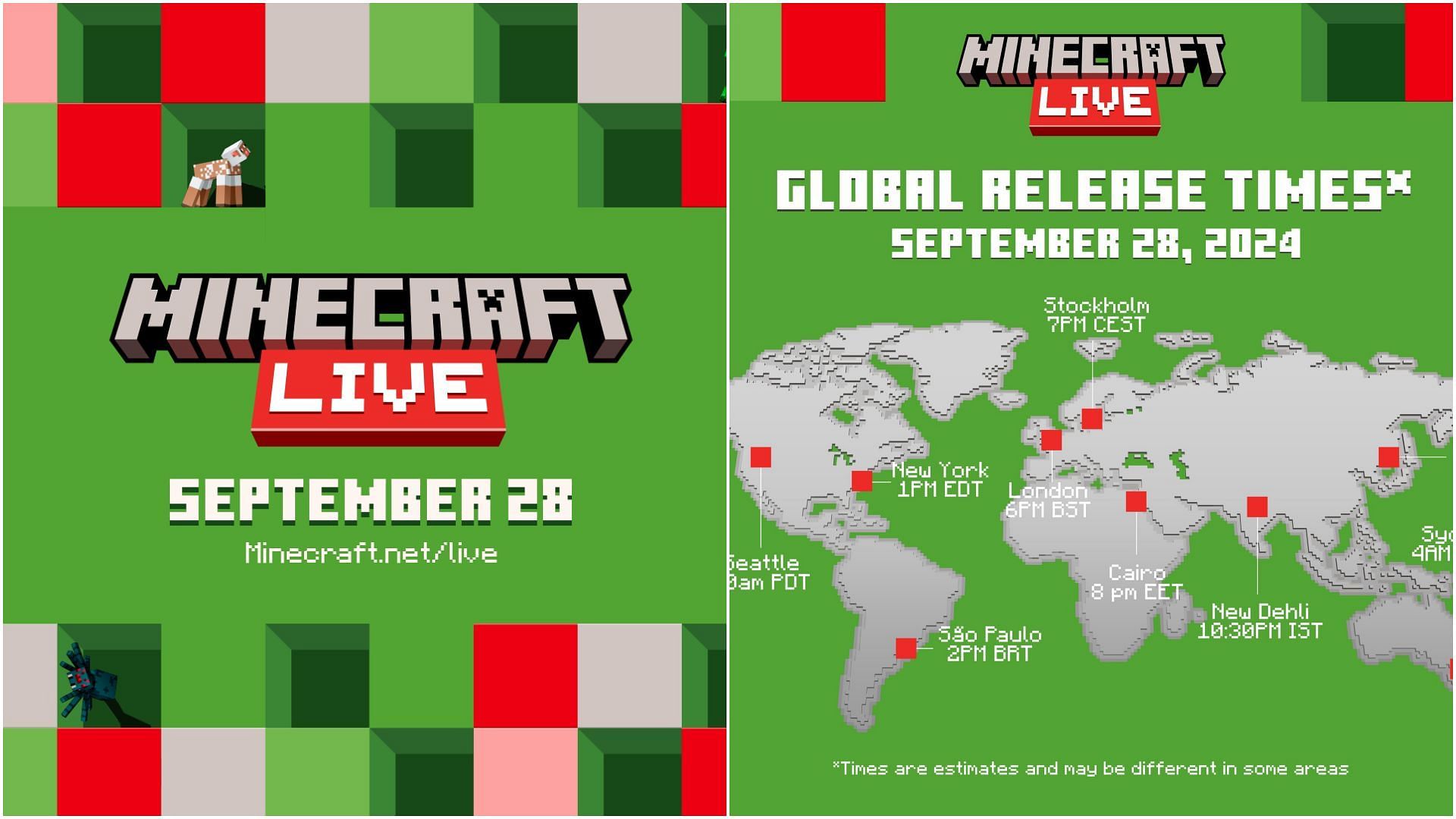 Minecraft Live official timings (Image via Mojang Studios)