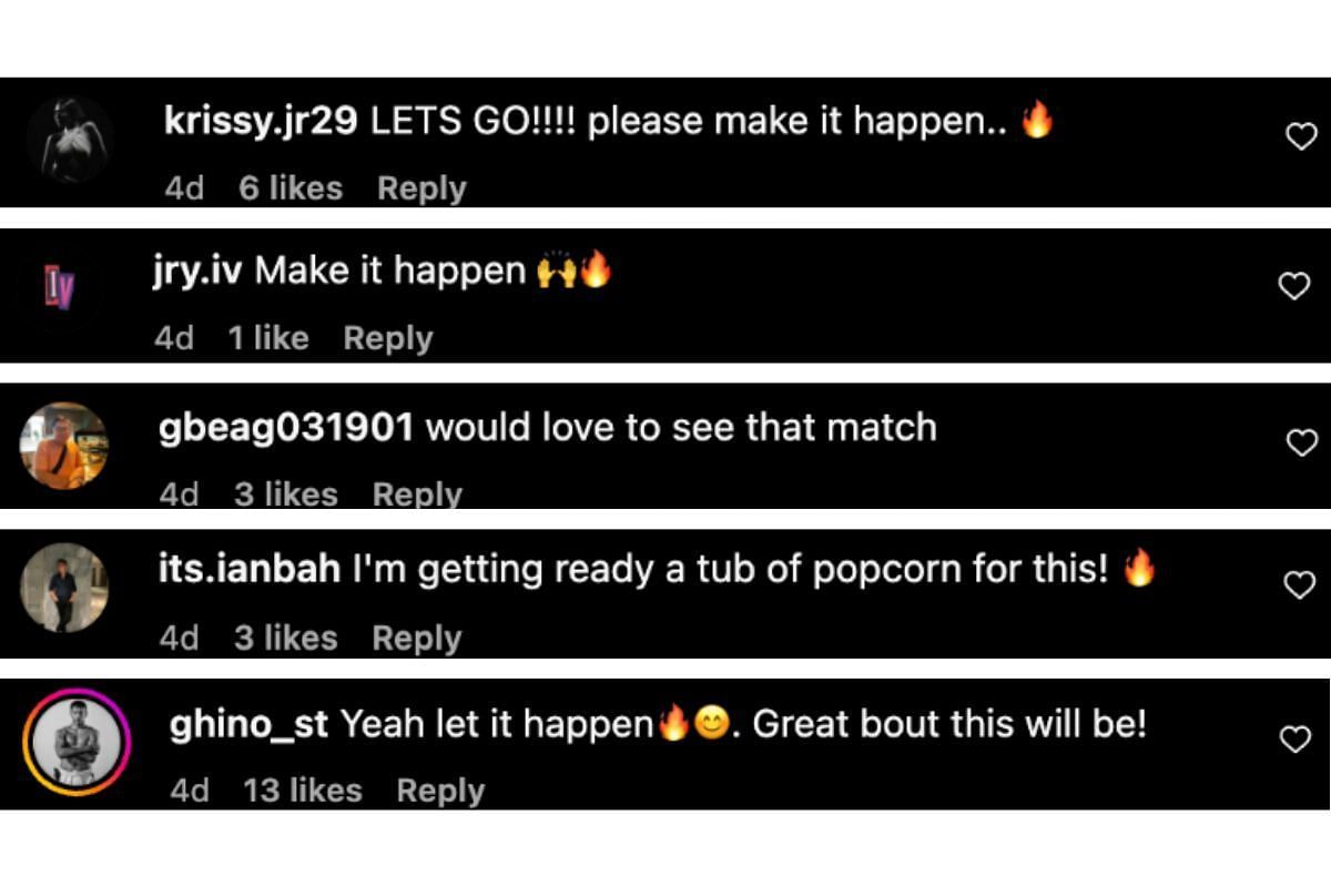 Screenshot of fans&#039; comments