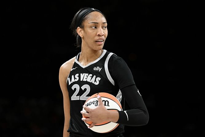 Watch: Swae Lee and A'ja Wilson dap each other up after Aces win Game 1 over Storm