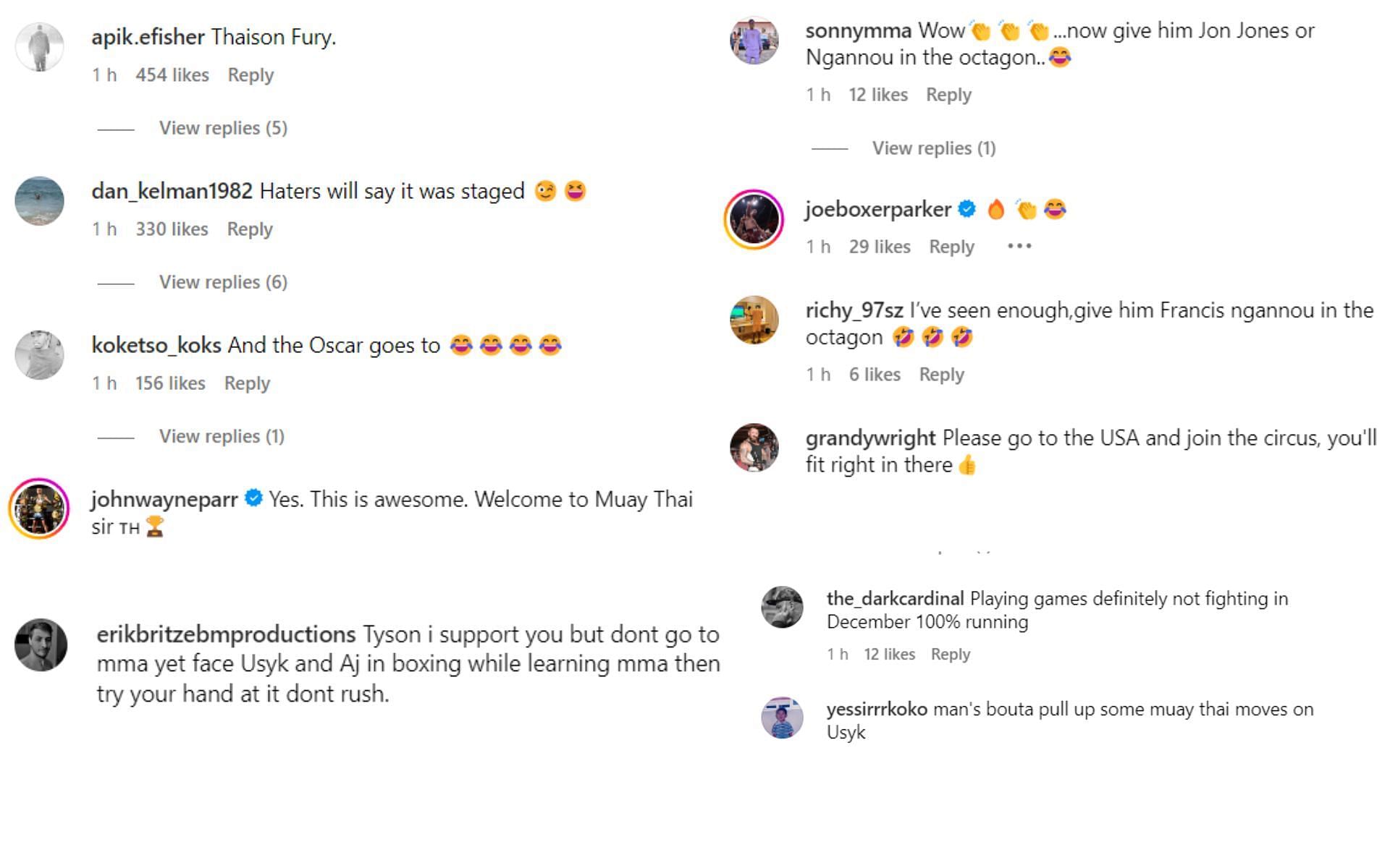 Fans react to the video of Tyson Fury training in Muay Thai [Images courtesy: @tysonfury on Instagram]